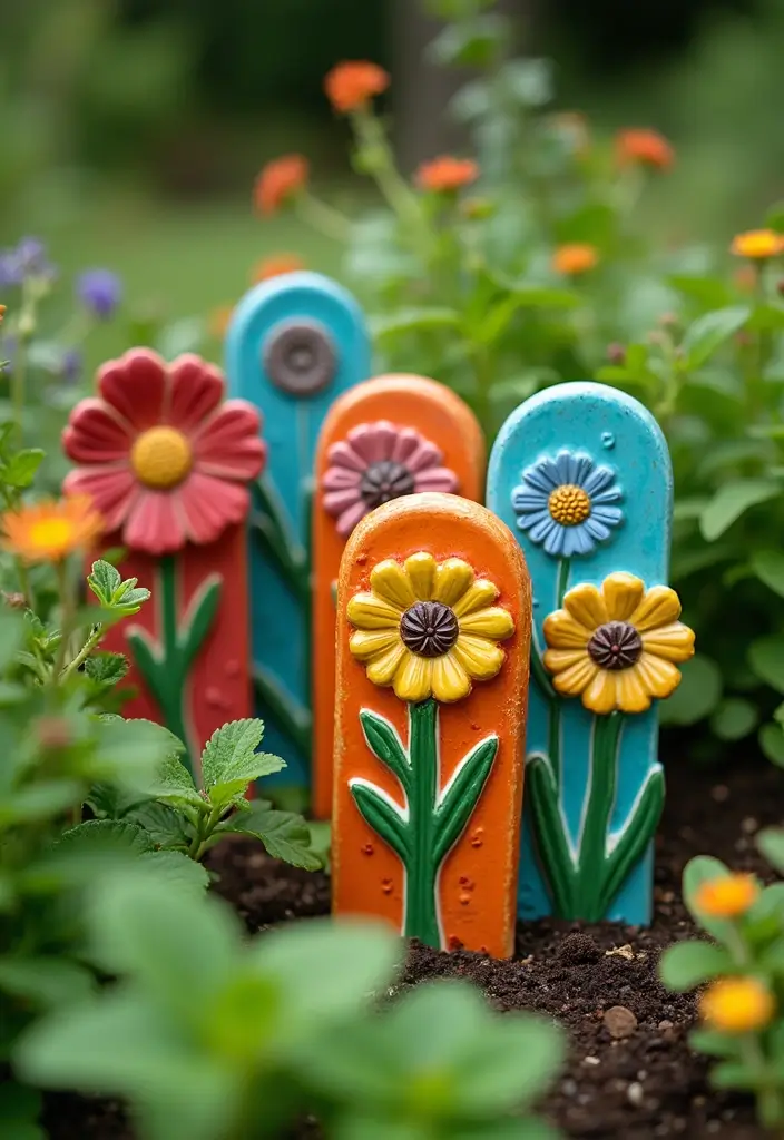 27 Outdoor Ceramic Decor Inspirations To Elevate Your Garden 55 27 Outdoor Ceramic Decor Inspirations To Elevate Your Garden - 9. Fun Garden Markers