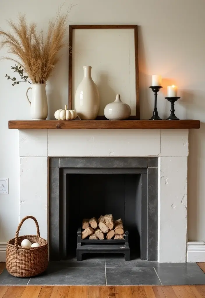 27 Vintage Ceramic Jug Decor Ideas That Never Go Out Of Style 39 27 Vintage Ceramic Jug Decor Ideas That Never Go Out Of Style - 15. Cozy Fireplace Mantel