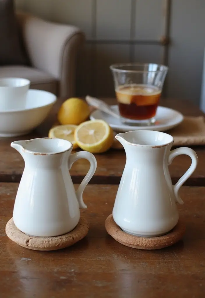 27 Vintage Ceramic Jug Decor Ideas That Never Go Out Of Style 40 27 Vintage Ceramic Jug Decor Ideas That Never Go Out Of Style - 16. Vintage Jugs as Coasters
