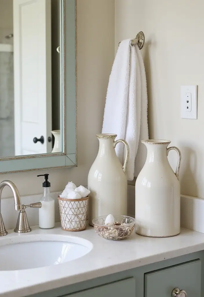 27 Vintage Ceramic Jug Decor Ideas That Never Go Out Of Style 2 27 Vintage Ceramic Jug Decor Ideas That Never Go Out Of Style - 2. Bathroom Organizers
