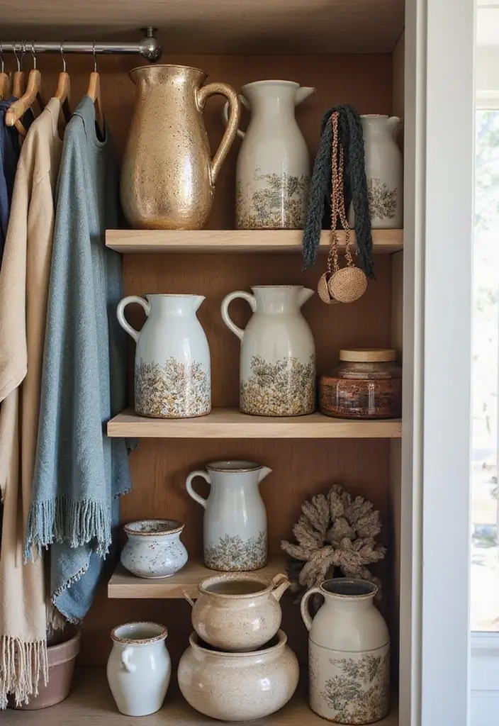 27 Vintage Ceramic Jug Decor Ideas That Never Go Out Of Style 54 27 Vintage Ceramic Jug Decor Ideas That Never Go Out Of Style - 20. Creative Closet Organization