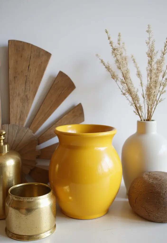 27 Yellow Ceramic Vase Decor Ideas That Radiate Warmth 29 27 Yellow Ceramic Vase Decor Ideas That Radiate Warmth - 11. Mixing Materials
