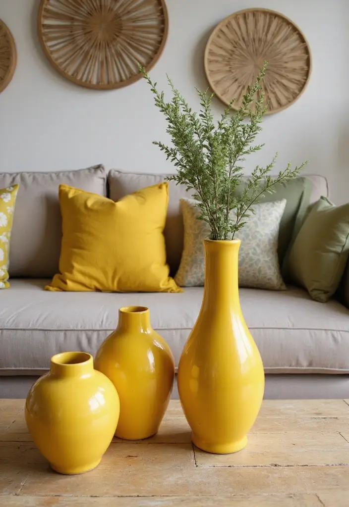 27 Yellow Ceramic Vase Decor Ideas That Radiate Warmth 71 27 Yellow Ceramic Vase Decor Ideas That Radiate Warmth - 23. Accent Color Coordination