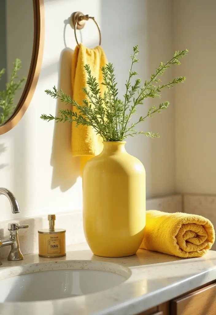 27 Yellow Ceramic Vase Decor Ideas That Radiate Warmth 5 27 Yellow Ceramic Vase Decor Ideas That Radiate Warmth - 3. Bathroom Bliss