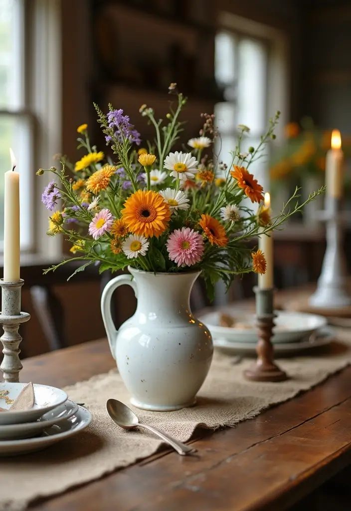 28 Antique Ceramic Jug Decor Ideas For Classic Homes 1 28 Antique Ceramic Jug Decor Ideas For Classic Homes - 1. Rustic Centerpiece on the Dining Table