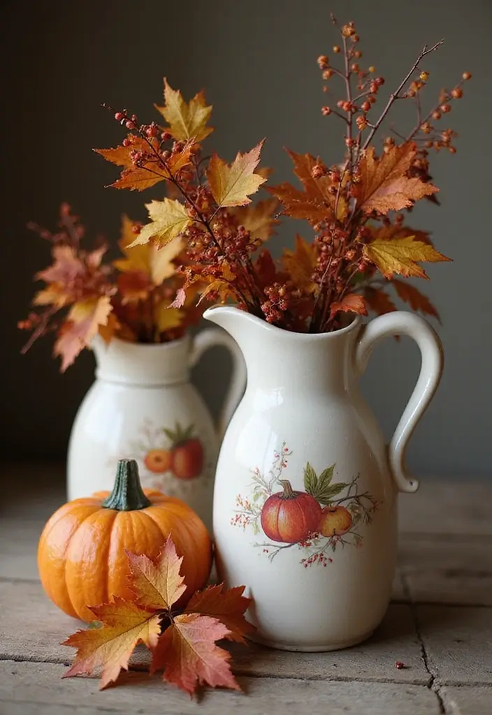 28 Antique Ceramic Jug Decor Ideas For Classic Homes 22 28 Antique Ceramic Jug Decor Ideas For Classic Homes - 14. Seasonal Decor with Jugs