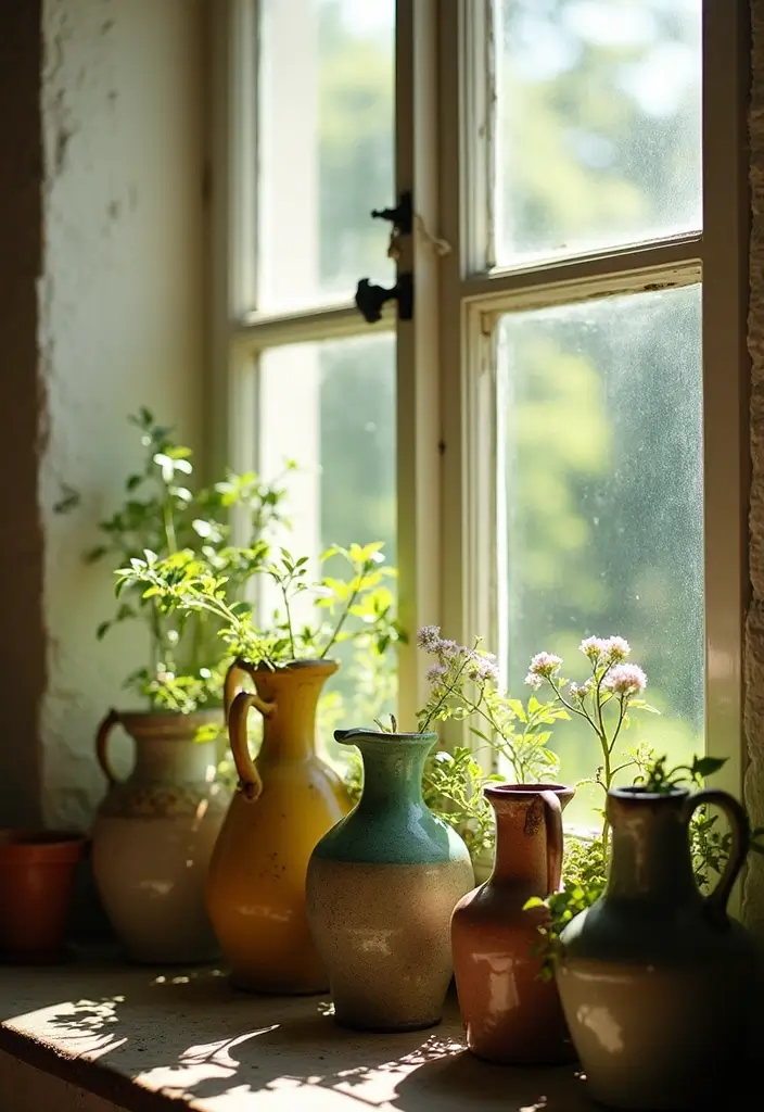28 Antique Ceramic Jug Decor Ideas For Classic Homes 14 28 Antique Ceramic Jug Decor Ideas For Classic Homes - 8. Antique Jugs on Window Sills
