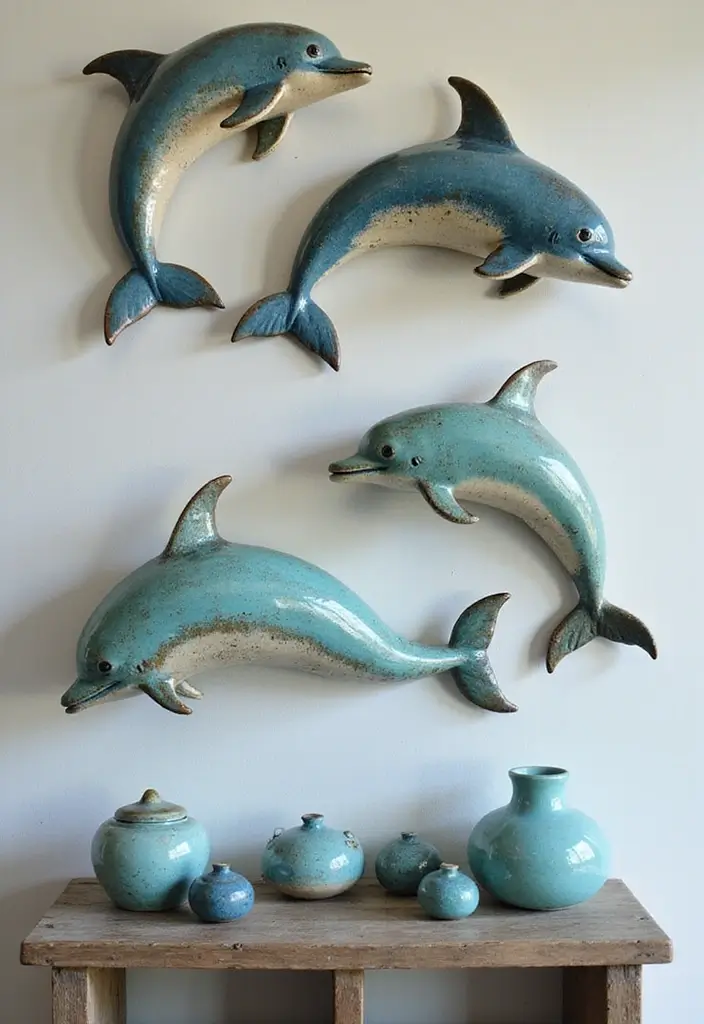 28 Ceramic Dolphin Decor Ideas Perfect For Coastal Themes 30 28 Ceramic Dolphin Decor Ideas Perfect For Coastal Themes - 14. Dolphin Themed Art Pieces