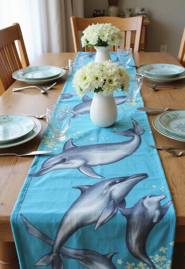 28 Ceramic Dolphin Decor Ideas Perfect For Coastal Themes 34 28 Ceramic Dolphin Decor Ideas Perfect For Coastal Themes - 18. Dolphin Table Runners