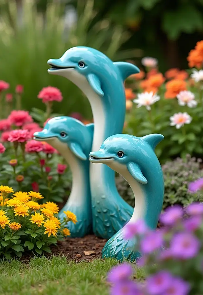 28 Ceramic Dolphin Decor Ideas Perfect For Coastal Themes 43 28 Ceramic Dolphin Decor Ideas Perfect For Coastal Themes - 21. Dolphin Garden Decor