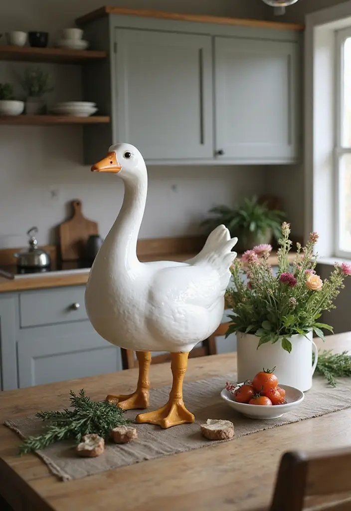 28 Vintage Ceramic Goose Decor Ideas For Farmhouse Lovers 1 28 Vintage Ceramic Goose Decor Ideas For Farmhouse Lovers - 1. Vintage Goose Centerpiece