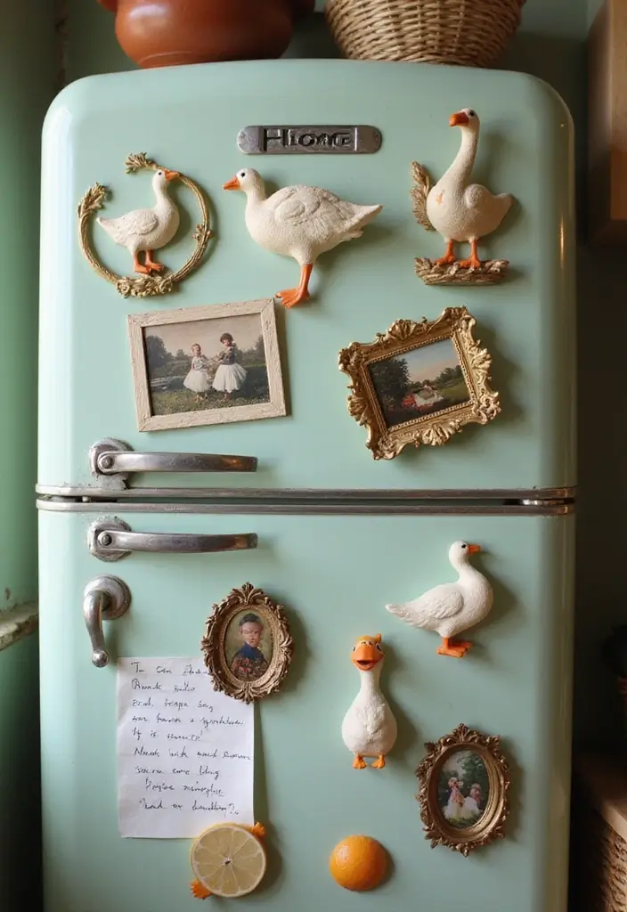 28 Vintage Ceramic Goose Decor Ideas For Farmhouse Lovers 29 28 Vintage Ceramic Goose Decor Ideas For Farmhouse Lovers - 15. Goose-Themed Fridge Magnets