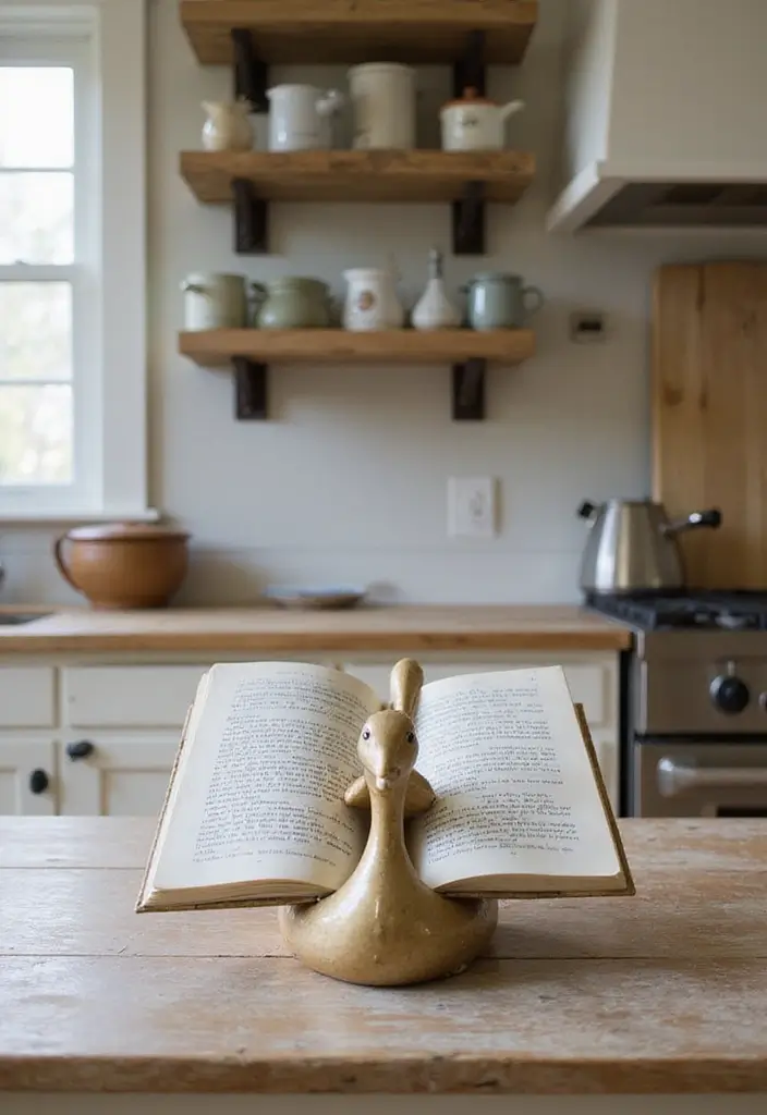 28 Vintage Ceramic Goose Decor Ideas For Farmhouse Lovers 15 28 Vintage Ceramic Goose Decor Ideas For Farmhouse Lovers - 7. Goose-Themed Cookbook Stands