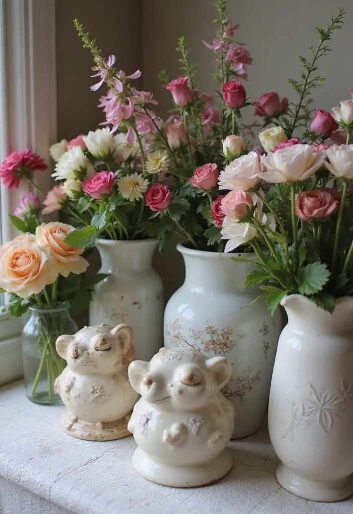 28 Vintage Ceramic Vase Decor Inspirations That Inspire Collectors - 25. Vintage Flower Frogs for Arrangement
