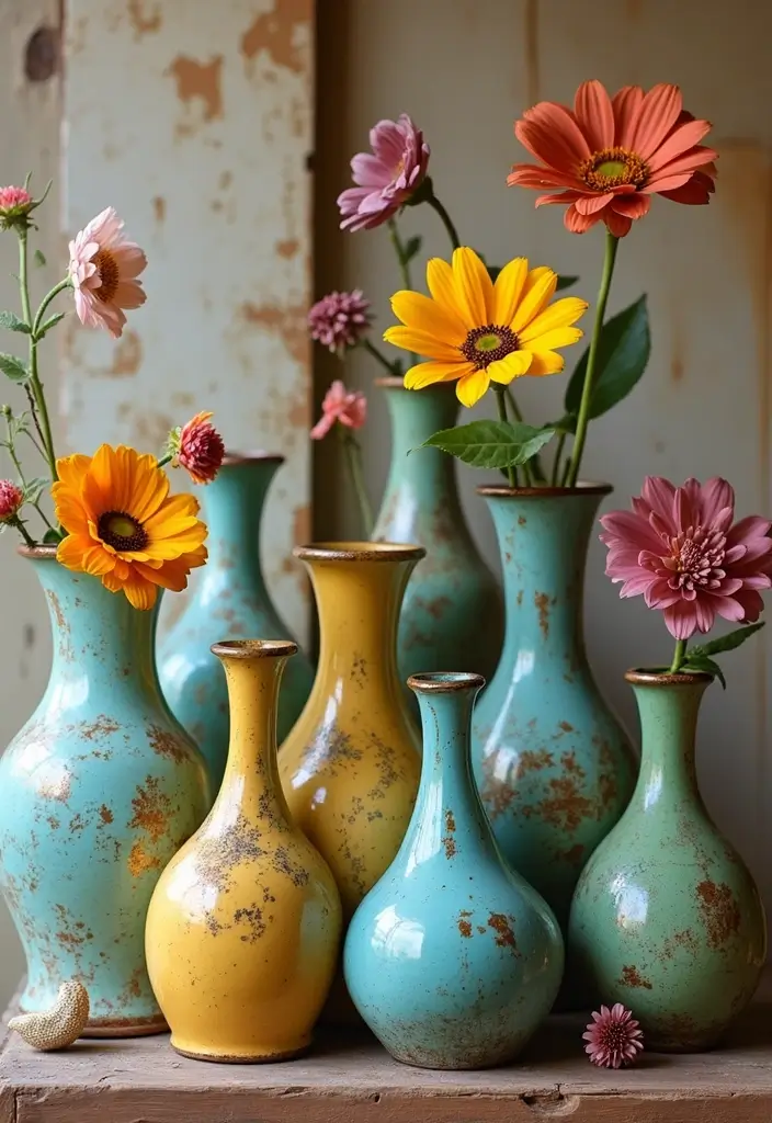 28 Vintage Ceramic Vase Decor Inspirations That Inspire Collectors - 26. Eclectic Collections of Vintage Vases