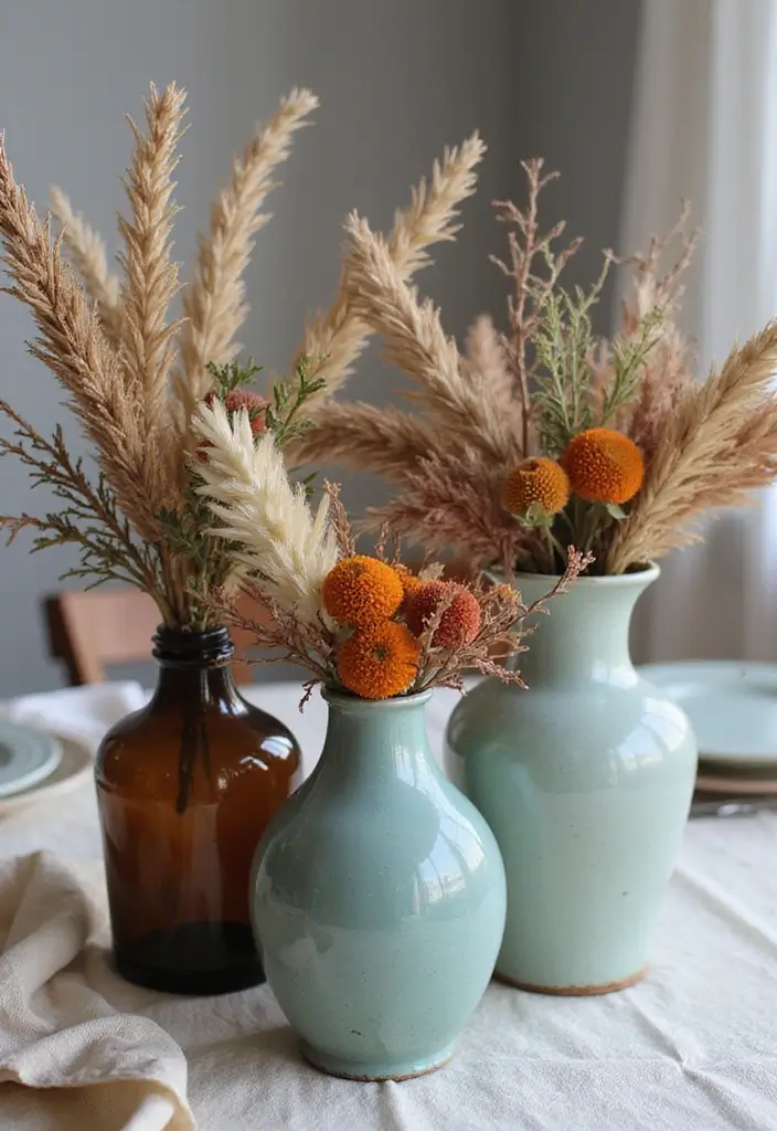 28 Vintage Ceramic Vase Decor Inspirations That Inspire Collectors - 28. Seasonal Vintage Vases for Festive Decor