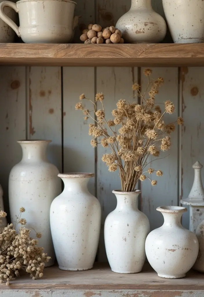 28 Vintage Ceramic Vase Decor Inspirations That Inspire Collectors - 4. Antique Whitewashed Ceramics