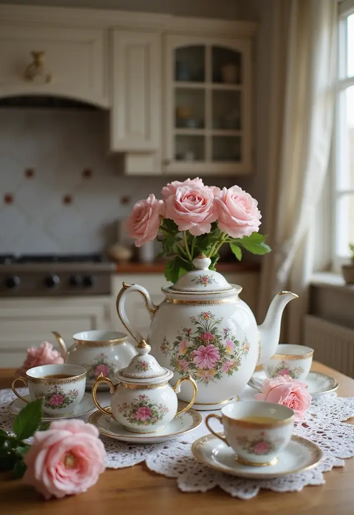 28 Vintage Kitchen Decor Ideas Featuring Ceramic Collectibles 36 28 Vintage Kitchen Decor Ideas Featuring Ceramic Collectibles - 10. Vintage Tea Sets