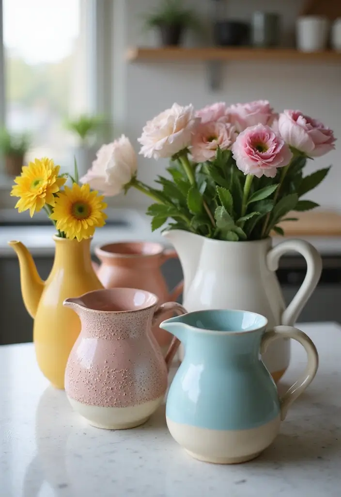 28 Vintage Kitchen Decor Ideas Featuring Ceramic Collectibles 41 28 Vintage Kitchen Decor Ideas Featuring Ceramic Collectibles - 13. Whimsical Ceramic Pitchers