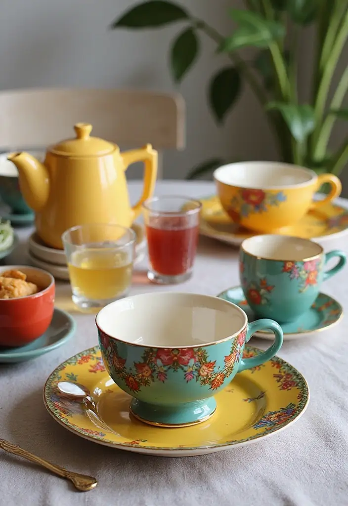 28 Vintage Kitchen Decor Ideas Featuring Ceramic Collectibles 58 28 Vintage Kitchen Decor Ideas Featuring Ceramic Collectibles - 20. Retro Dinnerware Sets