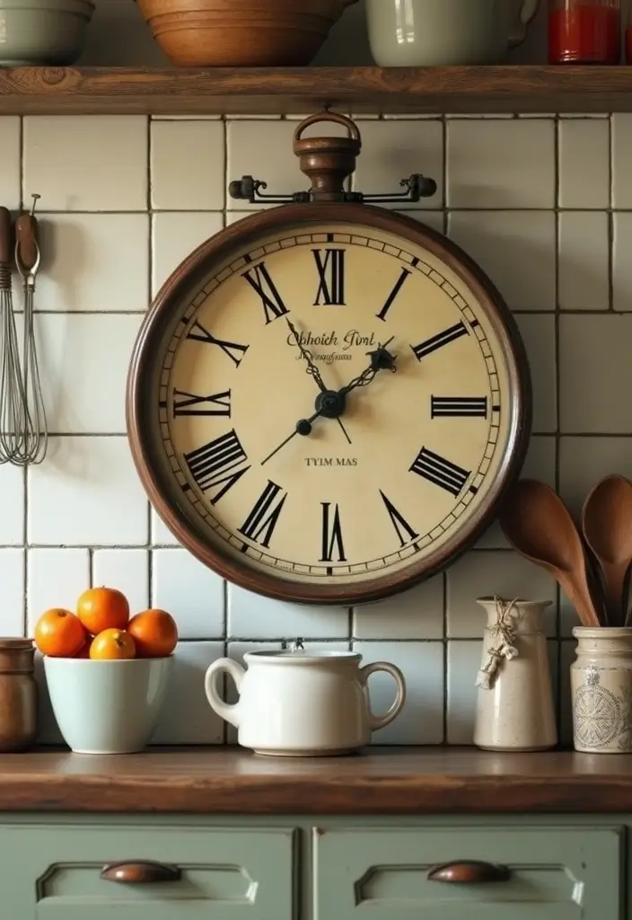 28 Vintage Kitchen Decor Ideas Featuring Ceramic Collectibles 84 28 Vintage Kitchen Decor Ideas Featuring Ceramic Collectibles - 26. Vintage Clock