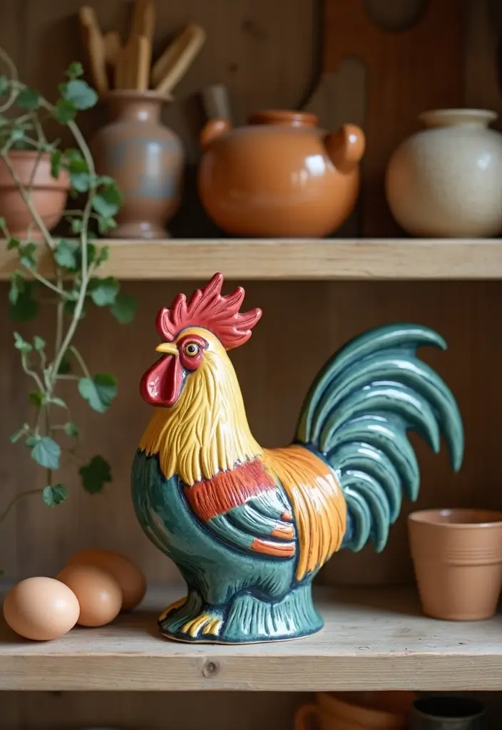 28 Vintage Kitchen Decor Ideas Featuring Ceramic Collectibles 11 28 Vintage Kitchen Decor Ideas Featuring Ceramic Collectibles - 5. Classy Ceramic Roosters