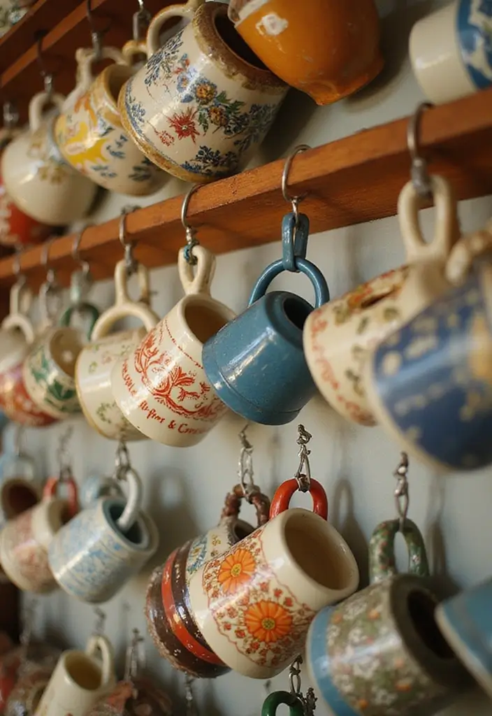 28 Vintage Kitchen Decor Ideas Featuring Ceramic Collectibles 28 28 Vintage Kitchen Decor Ideas Featuring Ceramic Collectibles - 8. Charming Vintage Mugs