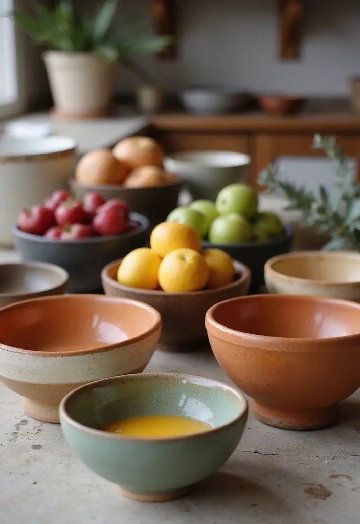28 Vintage Kitchen Decor Ideas Featuring Ceramic Collectibles 29 28 Vintage Kitchen Decor Ideas Featuring Ceramic Collectibles - 9. Handmade Pottery Bowls