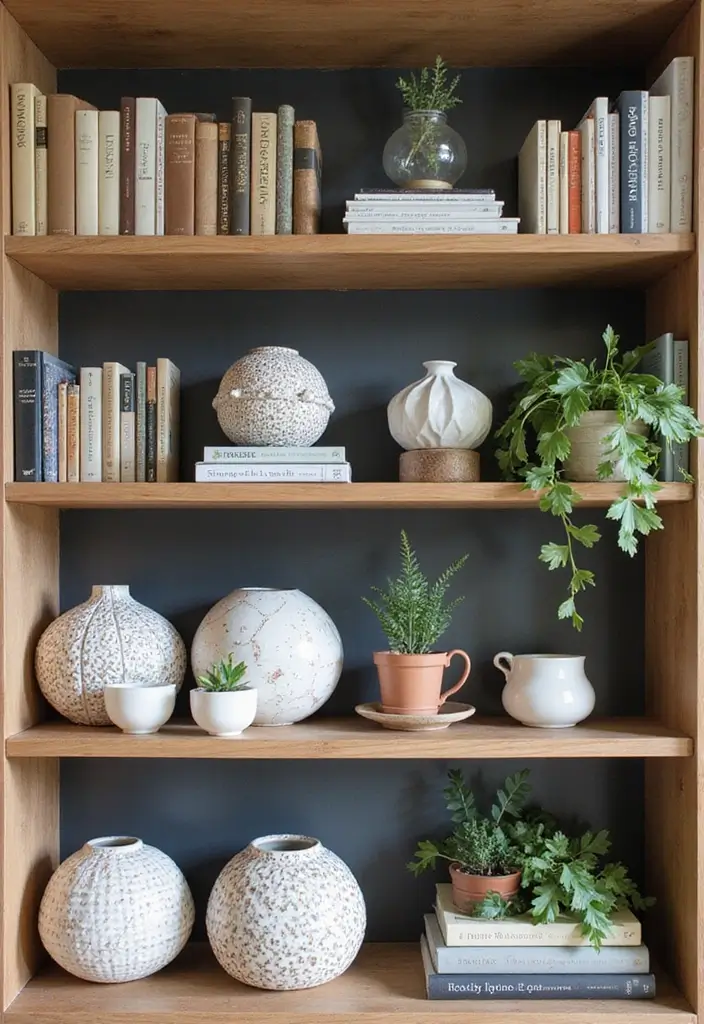 29 Ceramic Balls Decor Ideas That Add Texture And Character - 24. Accent for Shelves