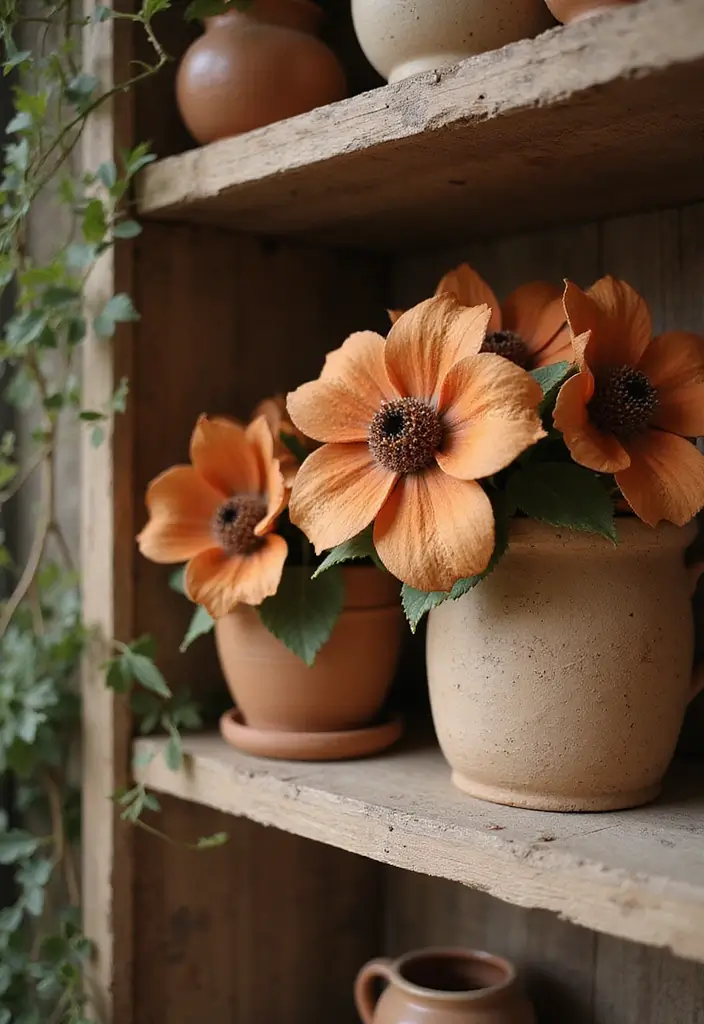 29 Ceramic Flowers Wall Decor Ideas To Brighten Your Home 40 29 Ceramic Flowers Wall Decor Ideas To Brighten Your Home - 16. Rustic Charm