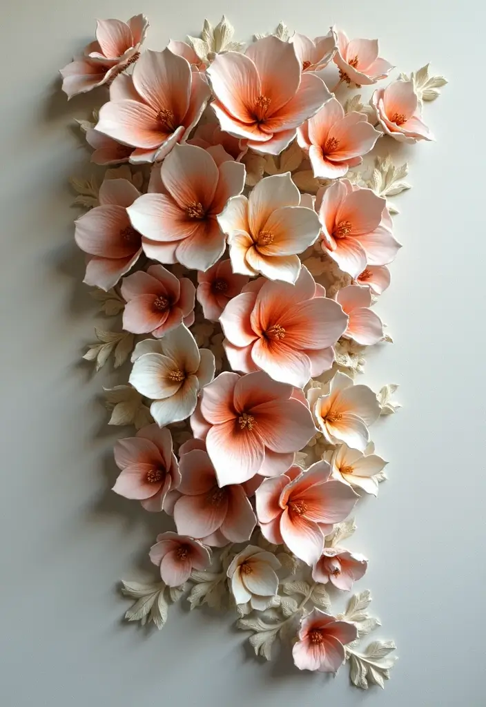 29 Ceramic Flowers Wall Decor Ideas To Brighten Your Home 57 29 Ceramic Flowers Wall Decor Ideas To Brighten Your Home - 27. Blooming Cascade