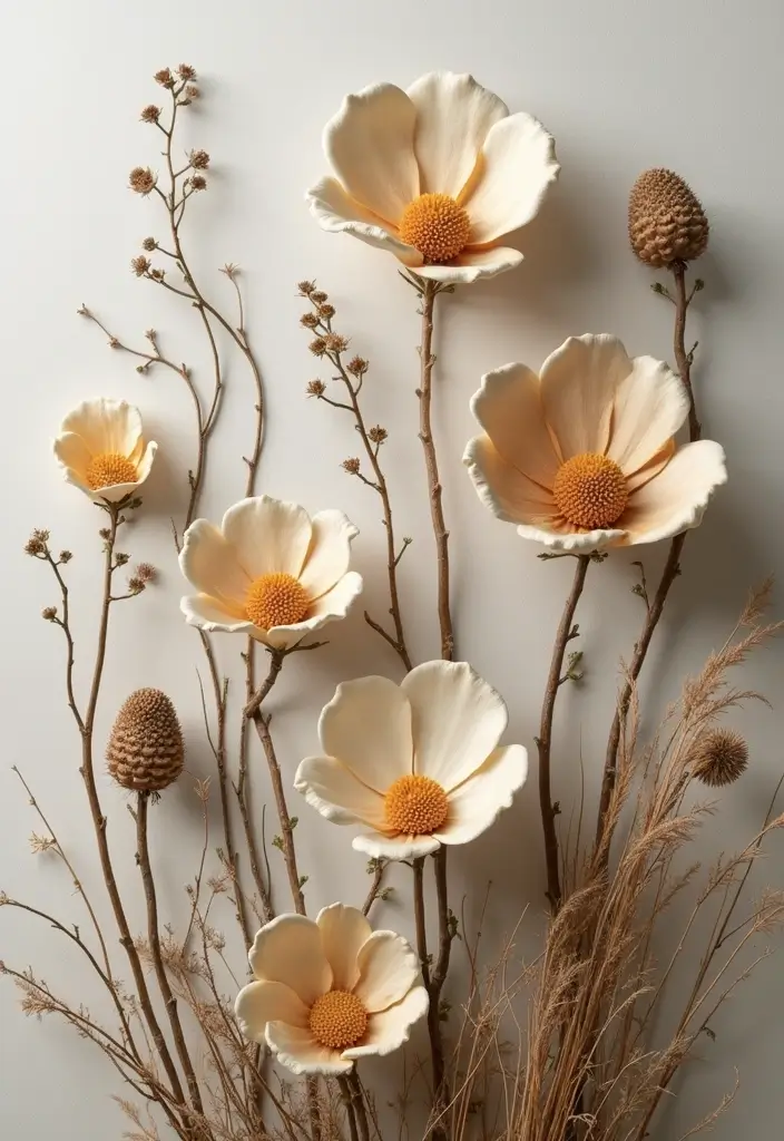 29 Ceramic Flowers Wall Decor Ideas To Brighten Your Home 11 29 Ceramic Flowers Wall Decor Ideas To Brighten Your Home - 3. Nature-Inspired Arrangement