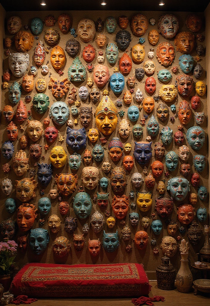 29 Ceramic Mask Decor Ideas That Double As Art Pieces 1 29 Ceramic Mask Decor Ideas That Double As Art Pieces - 1. Statement Wall of Ceramic Masks