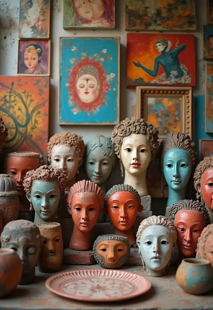 29 Ceramic Mask Decor Ideas That Double As Art Pieces 29 29 Ceramic Mask Decor Ideas That Double As Art Pieces - 15. Combining with Other Art Forms
