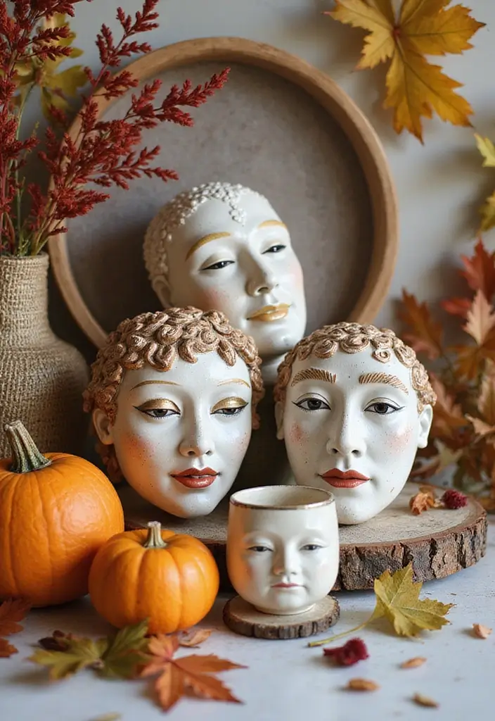 29 Ceramic Mask Decor Ideas That Double As Art Pieces 37 29 Ceramic Mask Decor Ideas That Double As Art Pieces - 19. Seasonal Changes with Masks