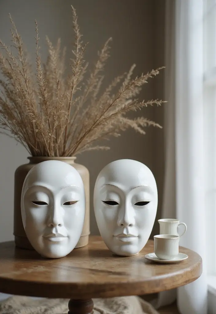 29 Ceramic Mask Decor Ideas That Double As Art Pieces 70 29 Ceramic Mask Decor Ideas That Double As Art Pieces - 28. Incorporating Masks into Feng Shui