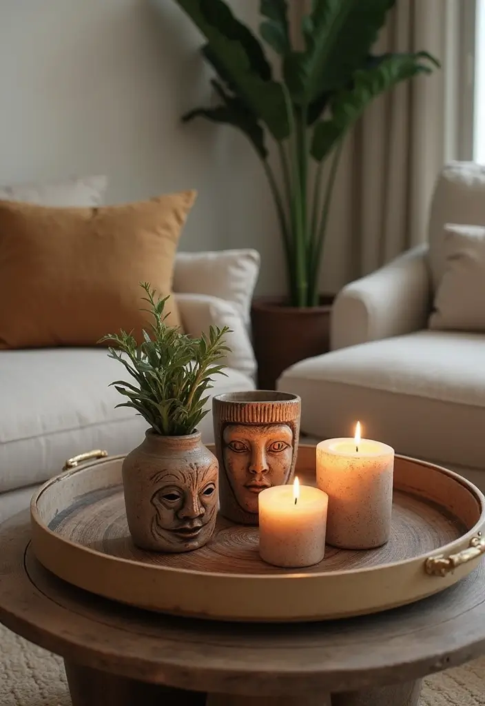 29 Ceramic Mask Decor Ideas That Double As Art Pieces 7 29 Ceramic Mask Decor Ideas That Double As Art Pieces - 5. Creative Coffee Table Displays