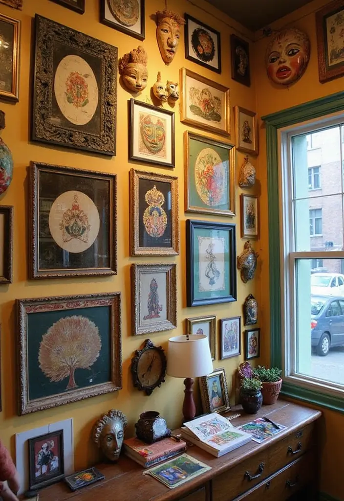 29 Ceramic Mask Decor Ideas That Double As Art Pieces 8 29 Ceramic Mask Decor Ideas That Double As Art Pieces - 6. Masks as Part of a Gallery Wall