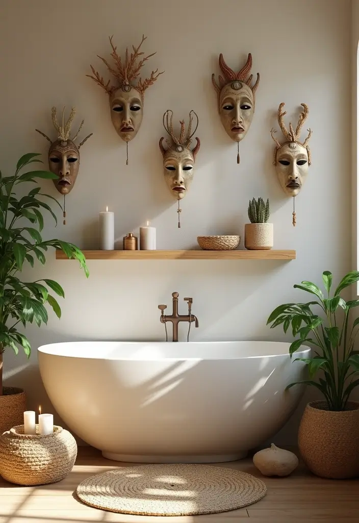 29 Ceramic Mask Decor Ideas That Double As Art Pieces 9 29 Ceramic Mask Decor Ideas That Double As Art Pieces - 7. Utilizing Masks in the Bathroom