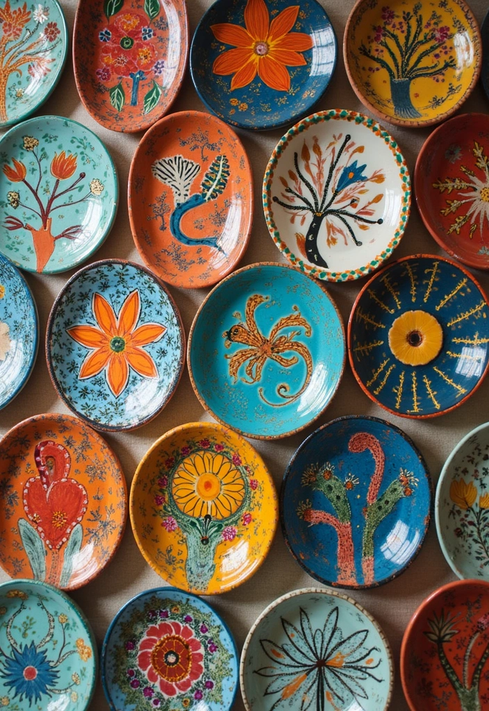 29 Ceramic Plate Decor Inspirations To Personalize Your Walls - 19. Artistic Expressions