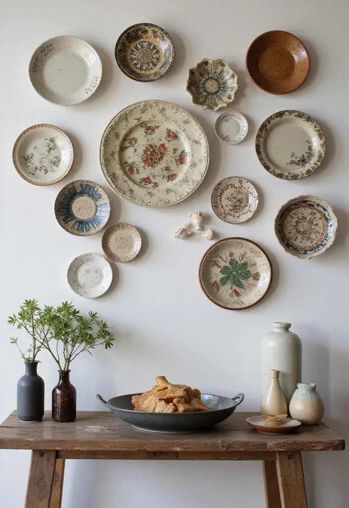 29 Ceramic Plate Decor Inspirations To Personalize Your Walls - 20. Mix of Vintage and Modern
