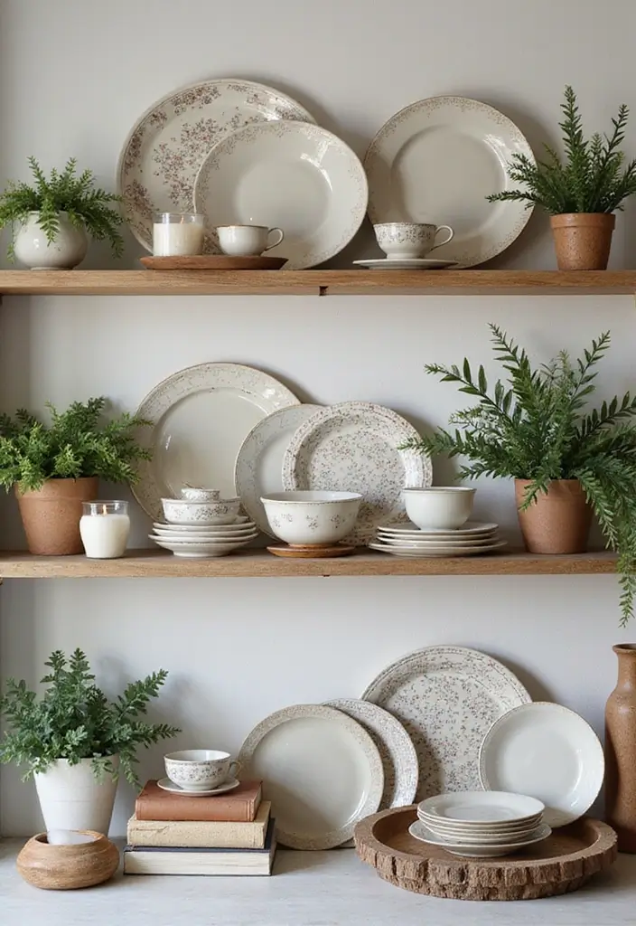 29 Ceramic Plate Decor Inspirations To Personalize Your Walls - 22. Incorporating Plates into Shelving