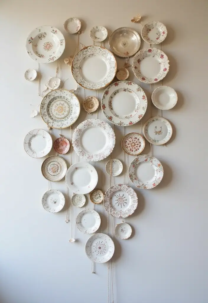 29 Ceramic Plate Decor Inspirations To Personalize Your Walls - 25. Artful Hanging Display
