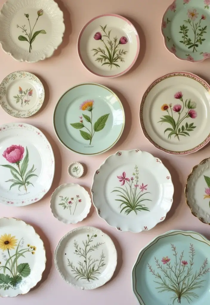 29 Ceramic Plate Decor Inspirations To Personalize Your Walls - 3. Vintage Floral Charm