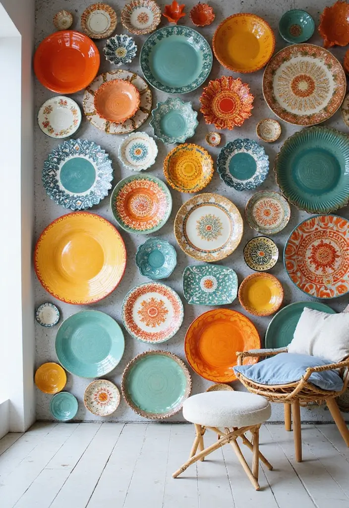 29 Ceramic Plate Decor Inspirations To Personalize Your Walls - 6. Bold and Bright