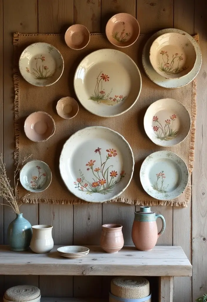 29 Ceramic Plate Decor Inspirations To Personalize Your Walls - 7. Rustic Farmhouse Style