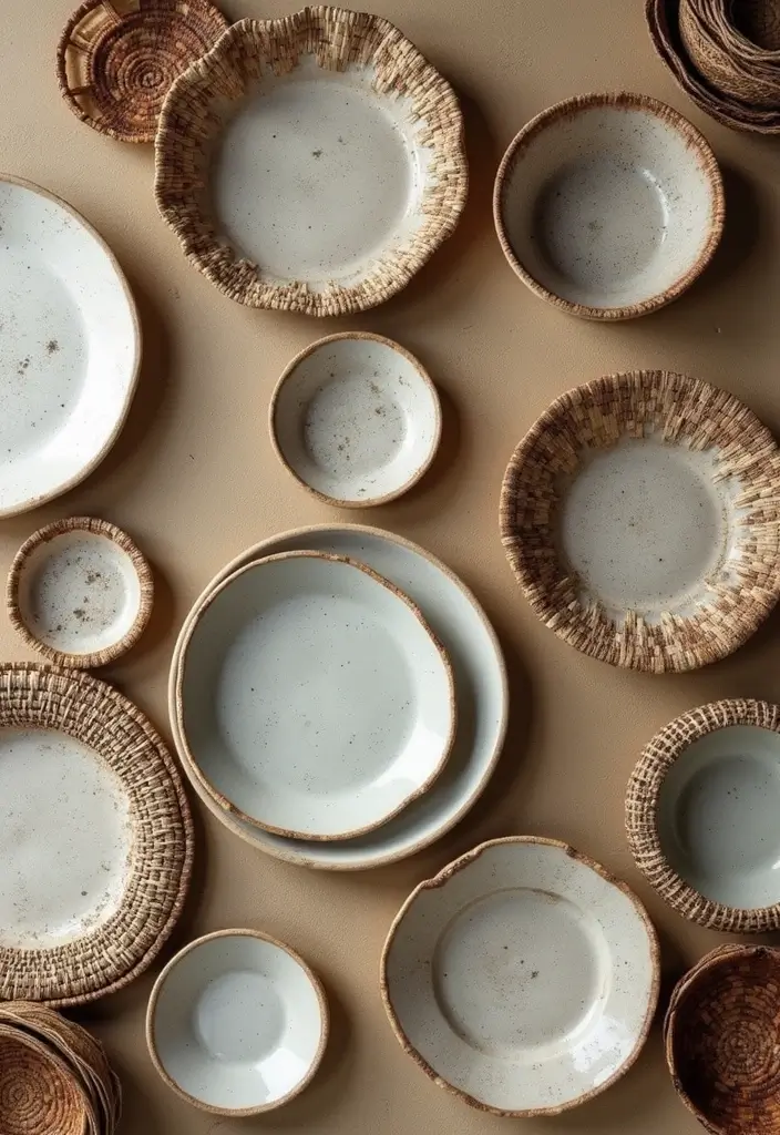 29 Ceramic Plate Decor Inspirations To Personalize Your Walls - 9. Layered Textures