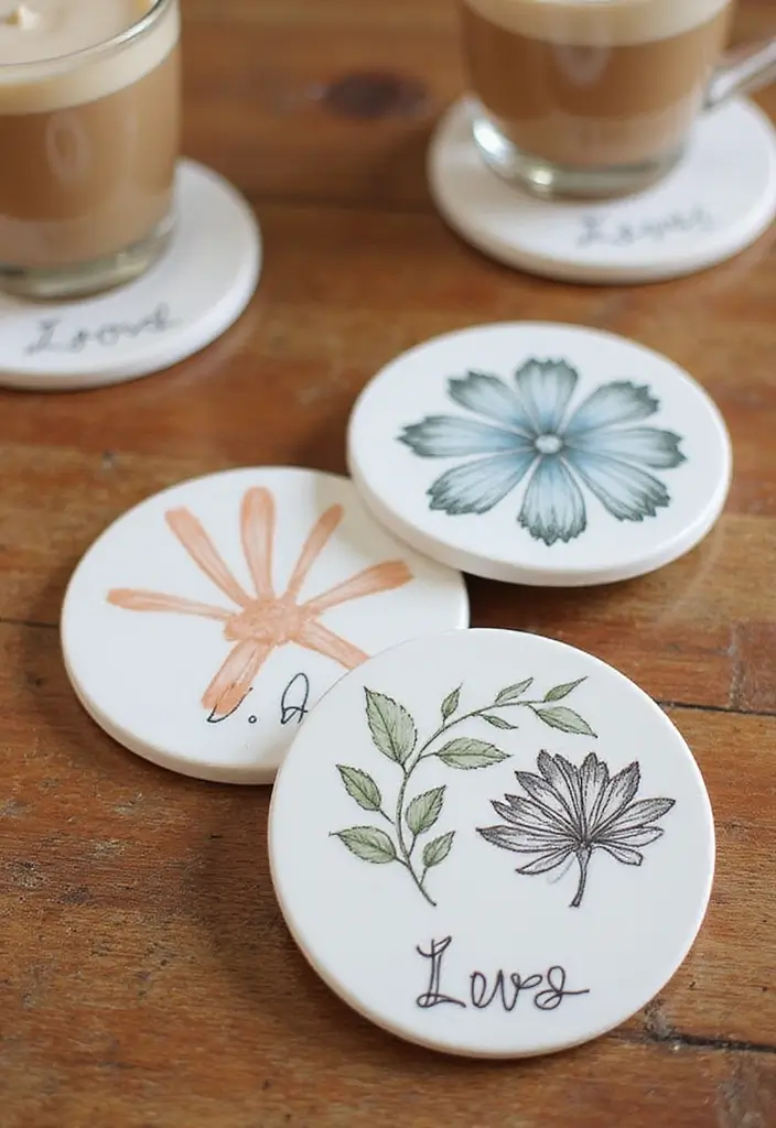 29 Home Decor Ceramic Projects Anyone Can Try 21 29 Home Decor Ceramic Projects Anyone Can Try - 5. Personalized Coasters