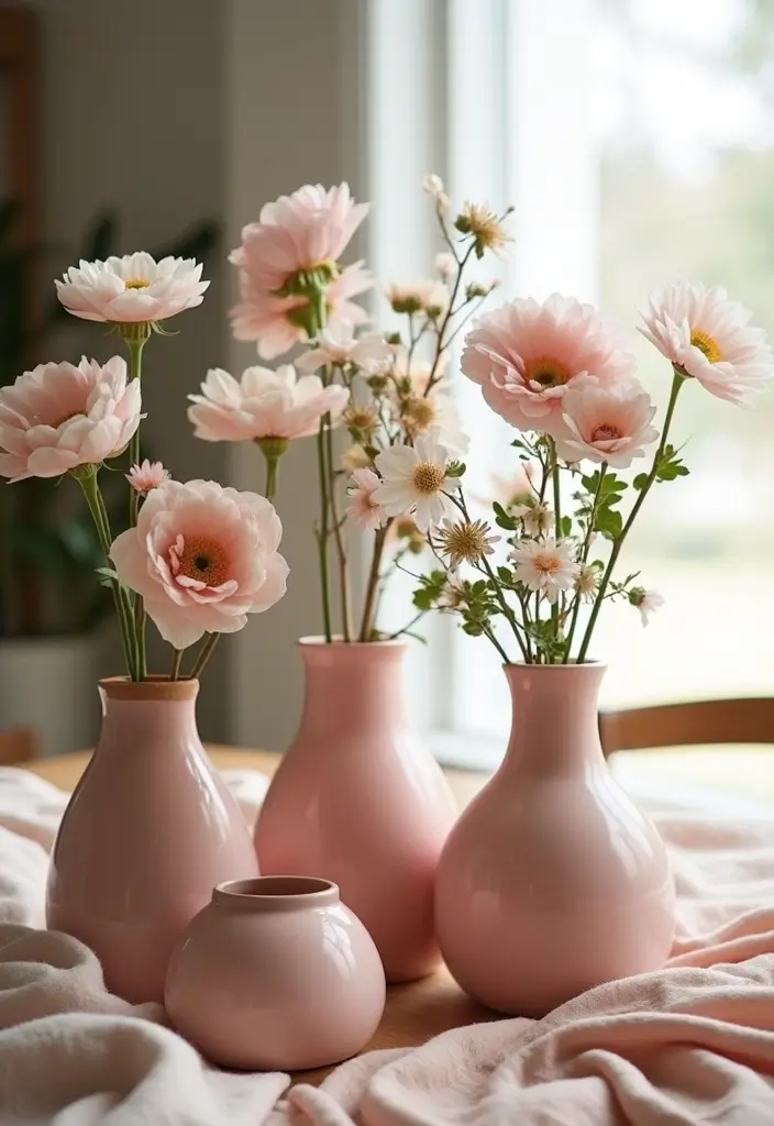 29 Pink Ceramic Decor Ideas That Feel Soft And Elegant - 1. Blush Pink Vases for Fresh Flowers