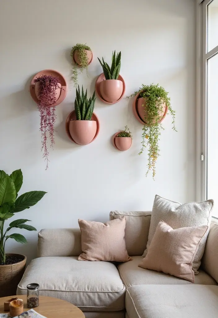 29 Pink Ceramic Decor Ideas That Feel Soft And Elegant - 12. Pink Ceramic Wall Planters